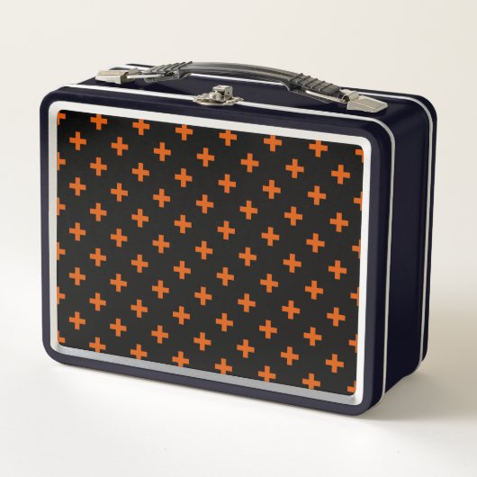 Lunch Box Polka orange croise sur noir (Devant)