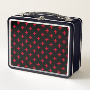 Lunch Box Polka rouge croise sur noir