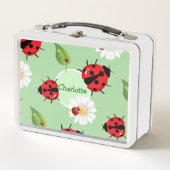 Lunch Box Polka rouge mignon point Ladybug Fleur de margueri (Devant)