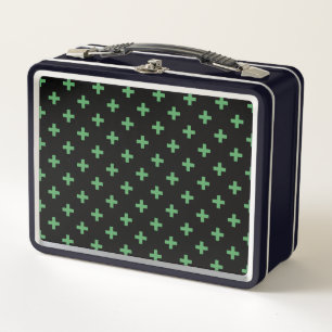 Lunch Box Polka verte croise sur noir