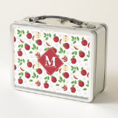 Lunch Box Pommes rouges, fleurs et Motif de verdure (Dos)