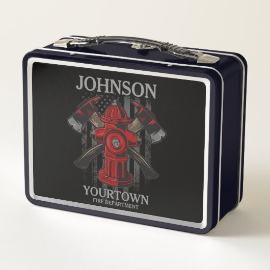 Lunch Box Pompier NOM Fire Department Hydrant USA Drapeau (Dos)