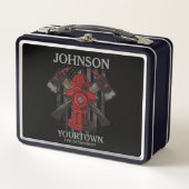 Lunch Box Pompier NOM Fire Department Hydrant USA Drapeau (Devant)