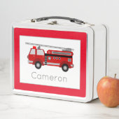 Lunch Box Pompiers Véhicule thème Pépinière Frontière rouge (En situation)