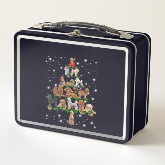 Lunch Box Poodle Arbre De Noël Couvert De Lampe De Feu (Devant)