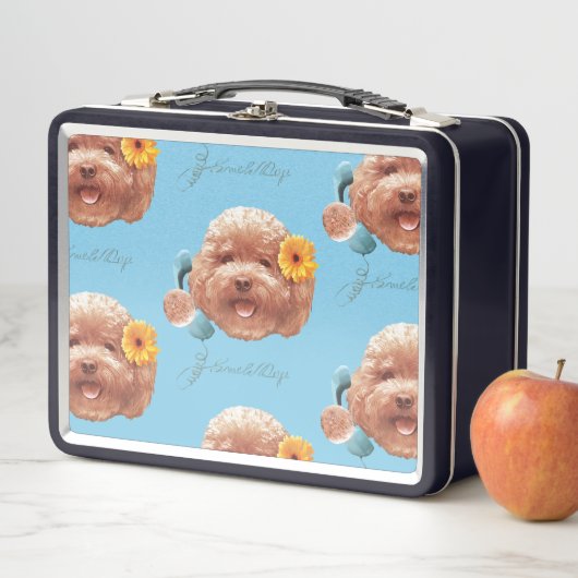 Lunch Box Poodle de jouet avec Fleur et Illustration télépho (En situation)