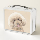Lunch Box Poodle Miniature Toy Apricot Crème Chien Brown Art (Dos)
