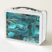 Lunch Box Porte de Parties scintillant Turquoise bleue et or (Dos)