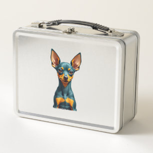 Lunch Box Portrait de Pinscher miniature vintage couleur gra