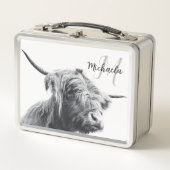 Lunch Box Portrait de vache Highland premier monogramme noir (Devant)