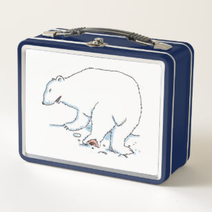 Lunch Box Poubelle polaire blanc et bleu