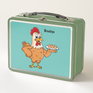 Lunch Box Poulet avec oeufs sur plaque de dessin animé