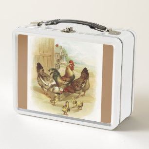 Lunch Box Poulets de la ferme d'art vintage