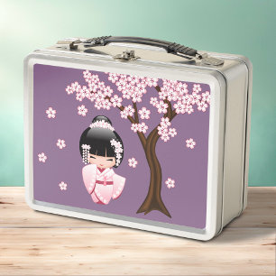Lunch Box Poupée blanche Kimono Kokeshi mignonne Geisha fill