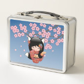 Lunch Box Poupée Kitsune Kokeshi - Black Fox Geisha Girl (Devant)