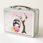 Lunch Box Poupée Kokeshi Printemps - Cute Japonaise Geisha G (Devant)