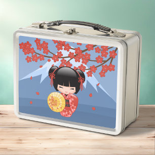 Lunch Box Poupée rouge Sakura Kokeshi - mignonne Geisha Girl