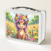 Lunch Box Pretty Pony avec Fleurs Personnalisé (Dos)