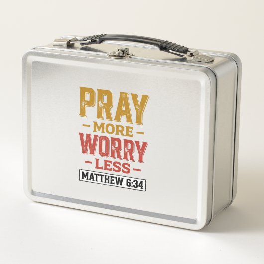 Lunch Box Priez Plus Inquiétez Moins Matthew 6_34 Conception (Devant)
