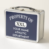 Lunch Box Propriété de XXL Ajouter Nom Police blanche Métal  (Devant)