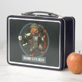 Lunch Box Quirky Cat Marine Orange Cats Rock! Artwork (En situation)