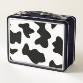 Lunch Box Quirky Cow Patch Pattern Pink Monogram (Dos)