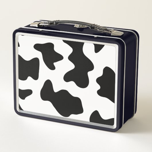Lunch Box Quirky Cow Patch Pattern Pink Monogram (Dos)