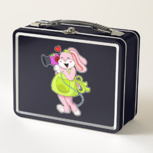 Lunch Box Rabbit comme coiffeur avec sèche-cheveux