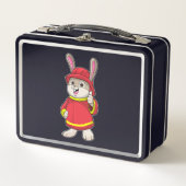 Lunch Box Rabbit comme pompier avec casque (Devant)