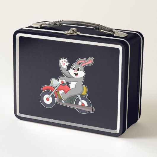 Lunch Box Rabbit en tant que Biker avec Motorcycle.PNG (Devant)