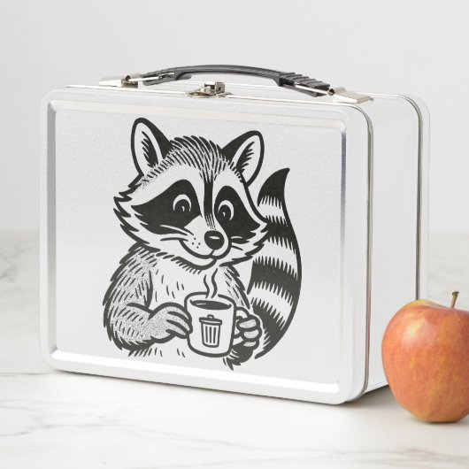 Lunch Box Raccoon Drinking Coffee Funny Trash Panda  (En situation)
