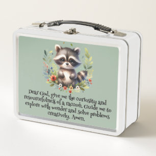 Lunch Box Raccoon Woodland Enfants Prière chrétienne sur ble