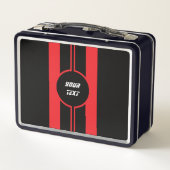 Lunch Box Racing Red Double Stripes Sports Personnalisé (Dos)