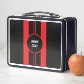 Lunch Box Racing Red Double Stripes Sports Personnalisé (En situation)