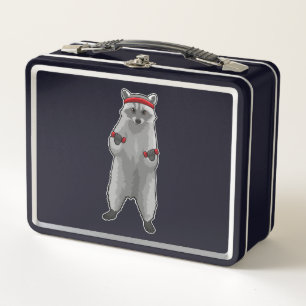 Lunch Box Racoon à Fitness avec Dumbbells