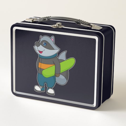 Lunch Box Racoon as Snowboarder avec snowboard (Devant)