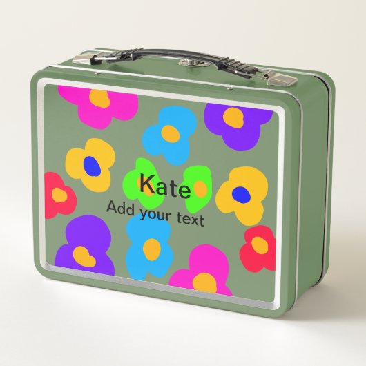 Lunch Box Rainbow flower pride amour ajouter nom texte lqbtq (Dos)
