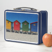 Lunch Box Rangée de cases de plage aux couleurs vives (En situation)