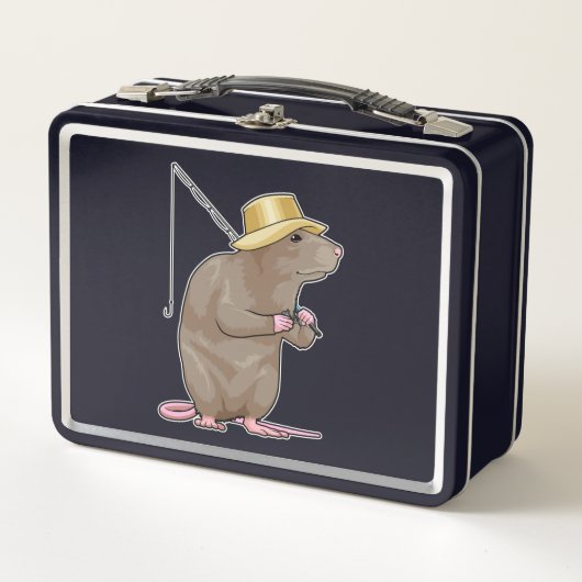Lunch Box Rat à la pêche avec bâton de pêche (Devant)