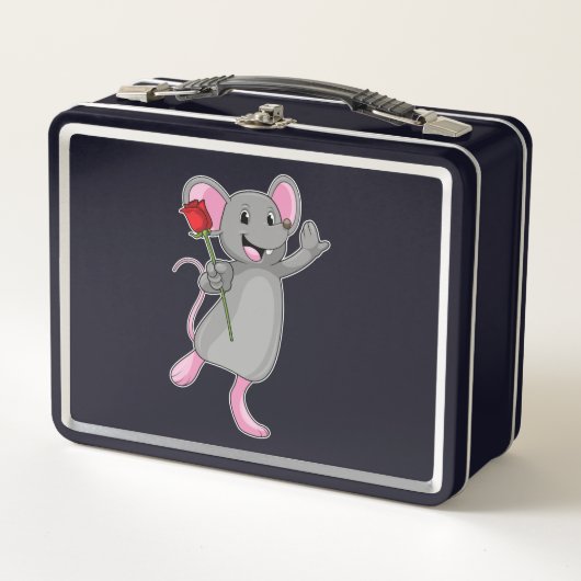 Lunch Box Rat avec fleur Rose (Devant)