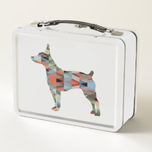 Lunch Box Rat Terrier Chien race Geo Silhouette Plaid