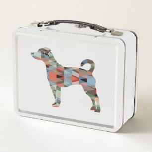 Lunch Box Rat Terrier Chien race Geo Silhouette Plaid