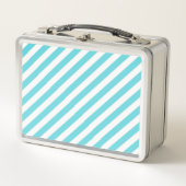 Lunch Box Rayures diagonales classiques bleues et blanches (Devant)