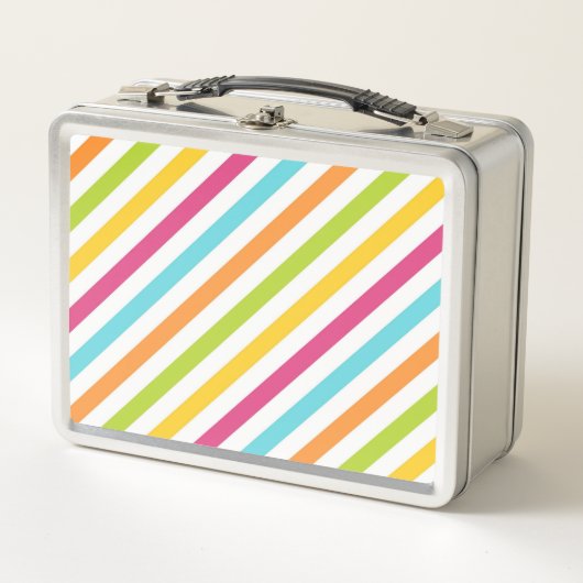 Lunch Box Rayures diagonales en couleurs vives (Devant)