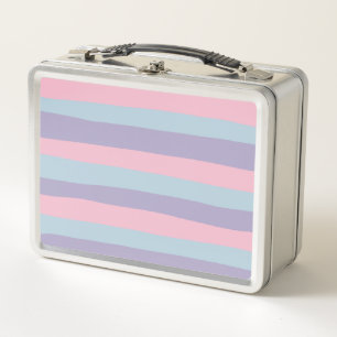 Lunch Box Rayures inégales en bleu, rose et lilas