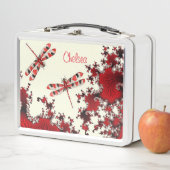 Lunch Box Red Dragonflies Nom personnalisé Boîte à lunch (En situation)