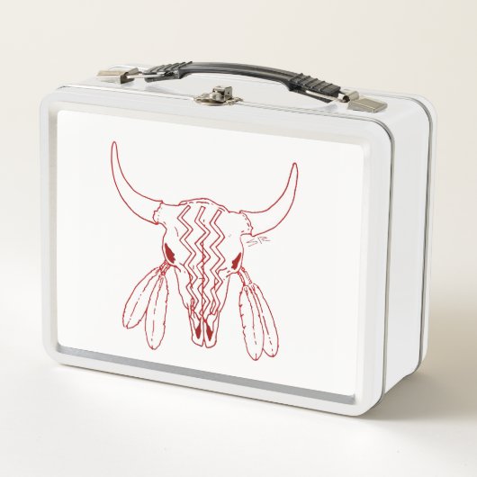 Lunch Box Red Ghost Dance Buffalo ligne blanc lunbox (Devant)