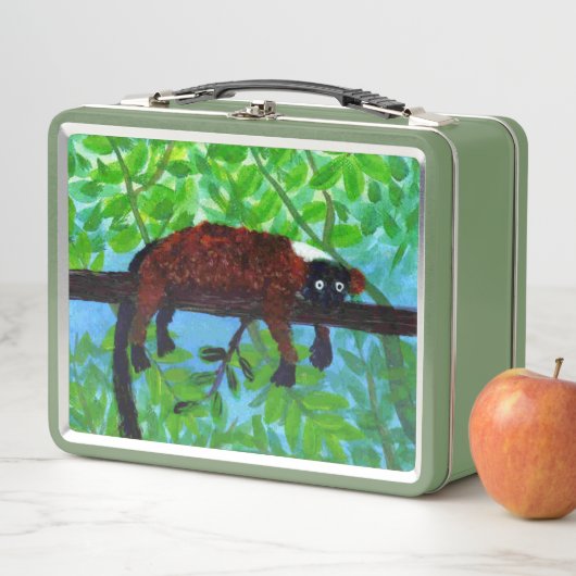 Lunch Box Red Lemur Relaxant animal drôle (En situation)