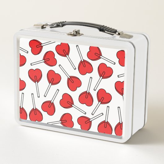 Lunch Box Red Lollipops, Heart Lollipops, Lollipop Pattern (Devant)