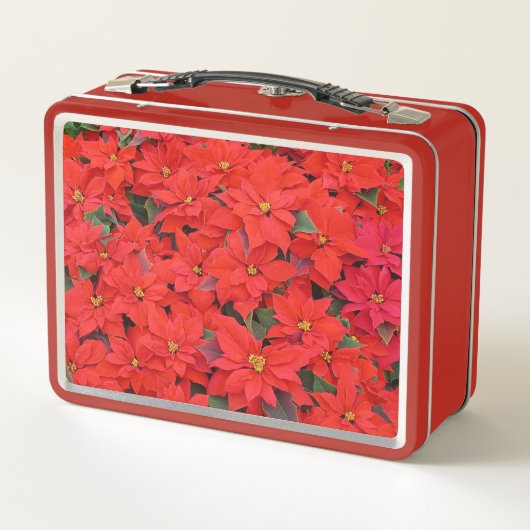 Lunch Box Red Poinsettias I Christmas Holiday Floral Photo (Dos)